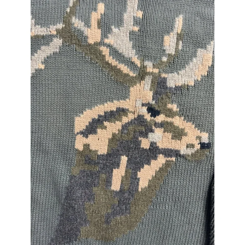 Vintage 90s Nautica Heavy Knit Sweater Camo Deer‎ Medium